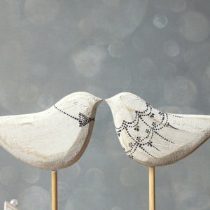 Love Birds and Pearl Topper, Wedding Cake Topper, Bird Cake Topper/ Bridal Cake Topper, Bride and Groom Cake image 3