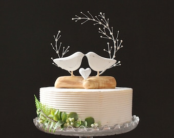 Elegant White Wedding Topper AND Wedding Keepsake, Tree Branch Wedding Cake Topper, White Bridal Topper with Love Birds