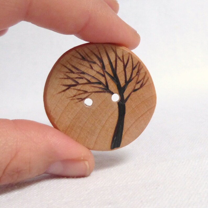 Big Wood Buttons 1pce 38mm or 1.5 Handmade Wooden Tree Buttons Extra Large Wood Button Tree Sewing Button