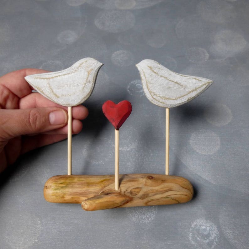 Rustic Wedding Cake Topper, Beach Cake Topper, Beach Wedding Decor, Love Birds Cake Topper, Wooden image 4