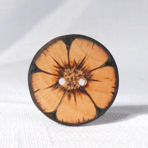 Flower Sewing Button, Large Flower Button, Large Wood Button, Wooden Flower Buttons, Big Wood Buttons, Handmade, 1pce 38mm or 1.5"