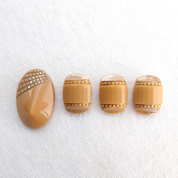 Stunning Little Glass Buttons, Vintage, Butterscotch Glass Buttons  4pce 1" and 3/4" or 25mm and 20mm