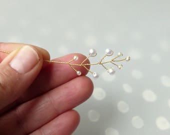DIY Bridal Headpiece, Tiny Pearl Branch/ Bridal Hair Pin Supply, 5" Perlée Hair Vine, White Pearl Embellishment ou Hair Jewelry 1 pce