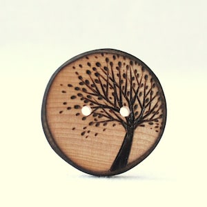 Fall Tree Sewing Button, Extra Large Wood Button, Wooden Tree Buttons, Big Wood Buttons, Handmade, 1pce 38mm or 1.5"