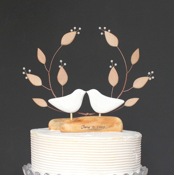 Mr & Mrs Wedding Cake Topper Rustic Laser Cut Wood Love Birds Cake Topper  #166 