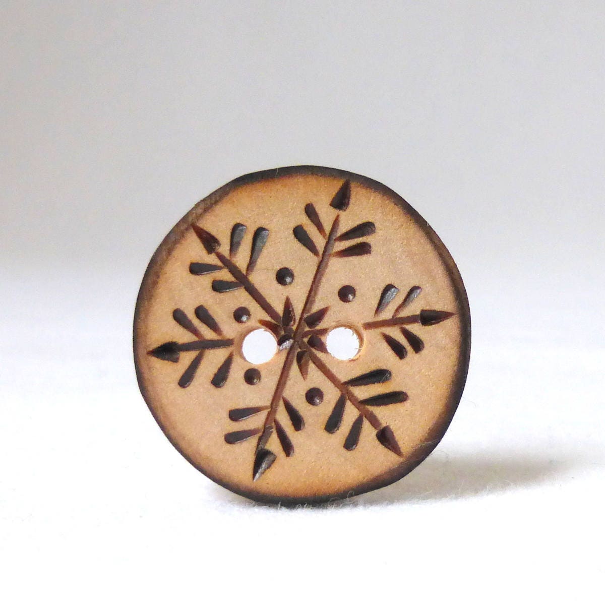 Wood Buttons, Snowflake Buttons, 1 Inch Wooden Buttons, Handmade Butt…