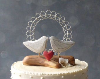 Little Birds Cake Topper,  Love Birds and Driftwood Cake Topper, Rustic Wedding Decor/ Gift,  Bridal Keepsake