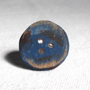 Rustic Wood Buttons Distressed/ Rustic Blue Buttons, Medium Blue Button, Wooden Buttons 4pce 1 image 2