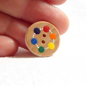 3/4 Small Wood Buttons, Wooden Kids Buttons, Handmade Rainbow Buttons, Childrens Buttons 6pce 20mm or 3/4 image 3