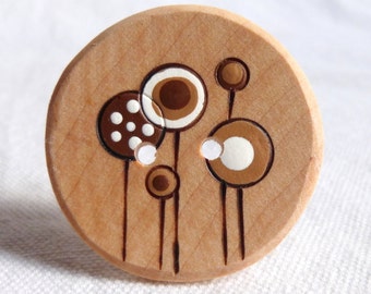 Large Flower Buttons, Handcrafted Wooden Buttons,  Wood Flower Button 1.5" or 38mm  1pce