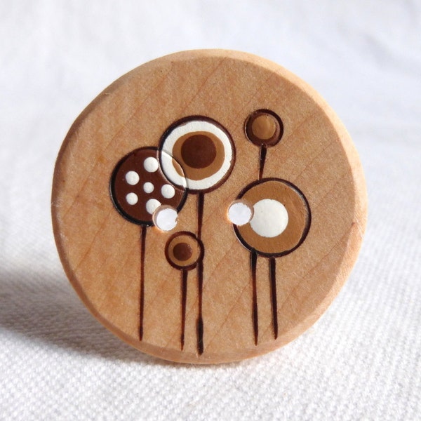 Large Flower Buttons, Handcrafted Wooden Buttons,  Wood Flower Button 1.5" or 38mm  1pce