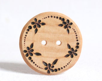 Daisy Chain Sewing Button, Large Flower Button, Large Wood Button, Wooden Flower Buttons, Big Wood Buttons, Handmade, 1pce 38mm or 1.5"
