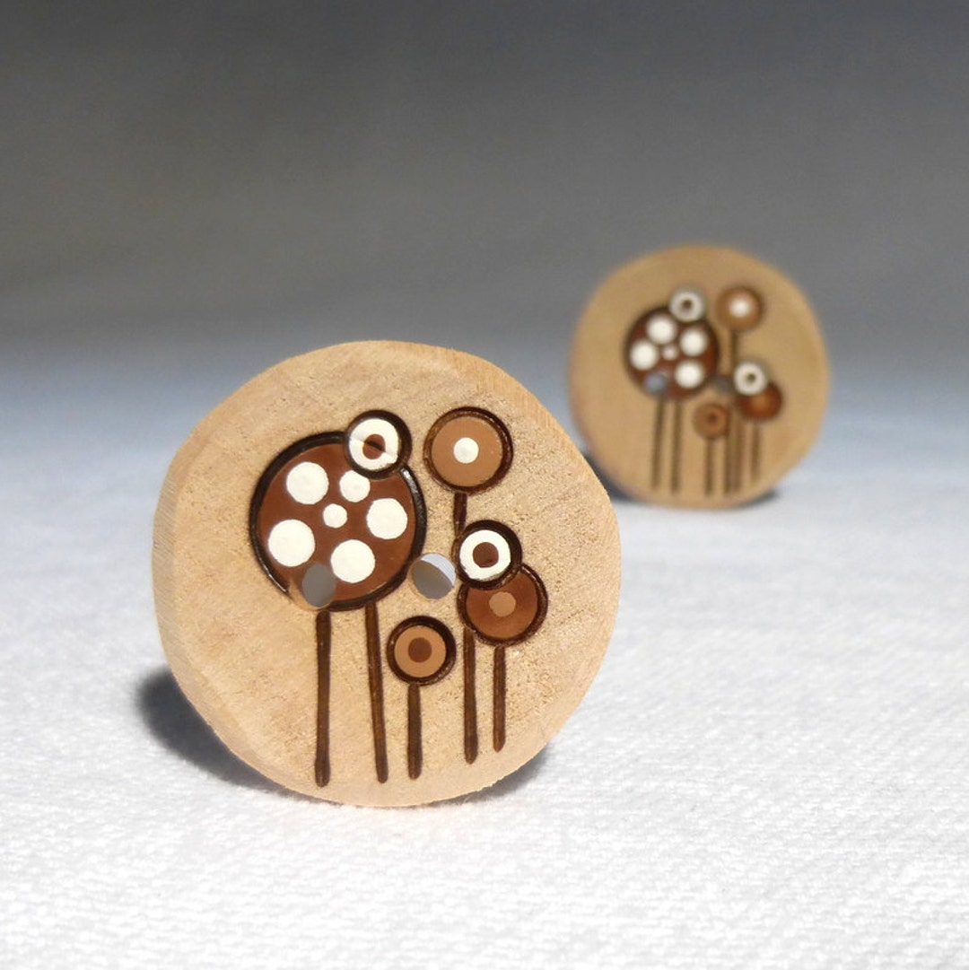 Mod flor botones, botones de madera artesanales, botón de flor de madera 1  o 25mm 2pce -  España
