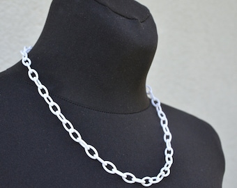 Collier de chaîne blanc. Collier de chaîne en plastique. Collier de chaîne en acrylique. Collier Y2K. Collier de chaîne à maillons. Collier old-school