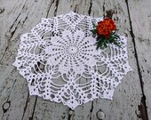 Crocheted cotton doily White doilies 13 quot table placemat centerpiece tableclothes round handmade housewares doilies idea ready to ship