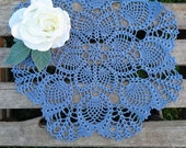 Dusty blue crochet doily for table centerpiece and rustic home decor, round cotton crocheted doilies, ready to ship doily for Christmas gift