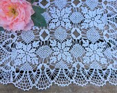 Crochet white linen table runner, crochet doily tablecloth, crochet large doily, lace table runner, rustic table centerpiece, table linen