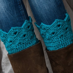 Teal boot cuffs/ teal leg warmers/ crochet boot toppers/ boot liners/ tall boots socks women teen girls accessories gift idea image 1