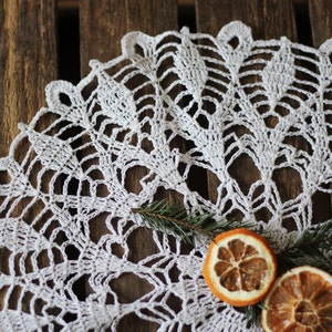 Crochet Doily, doilies white, linen crochet table place mates 13.7&quot; centerpiece table cloth round large coaster handmade housewares doilies