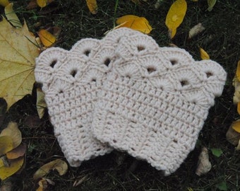 Boot cuffs, Crochet CREAM boot cuff, women boot socks, girls boot socks, leg warmers, boot toppers, autumn boots accessories, gift
