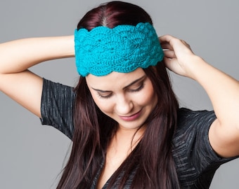 Crochet bandeau hiver printemps bandeau oreille chauffe-Chunky laine bandeau teal tricoté foulard accessoires teen femmes