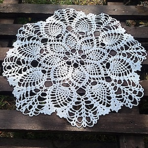 Gehaakte ronde kleedje 16&quot;. Witte katoenen gehaakte kleedjes 16&quot;. Handgemaakt gehaakt tafelstuk. Rustieke woondecoratie. Rond kanten kleedje