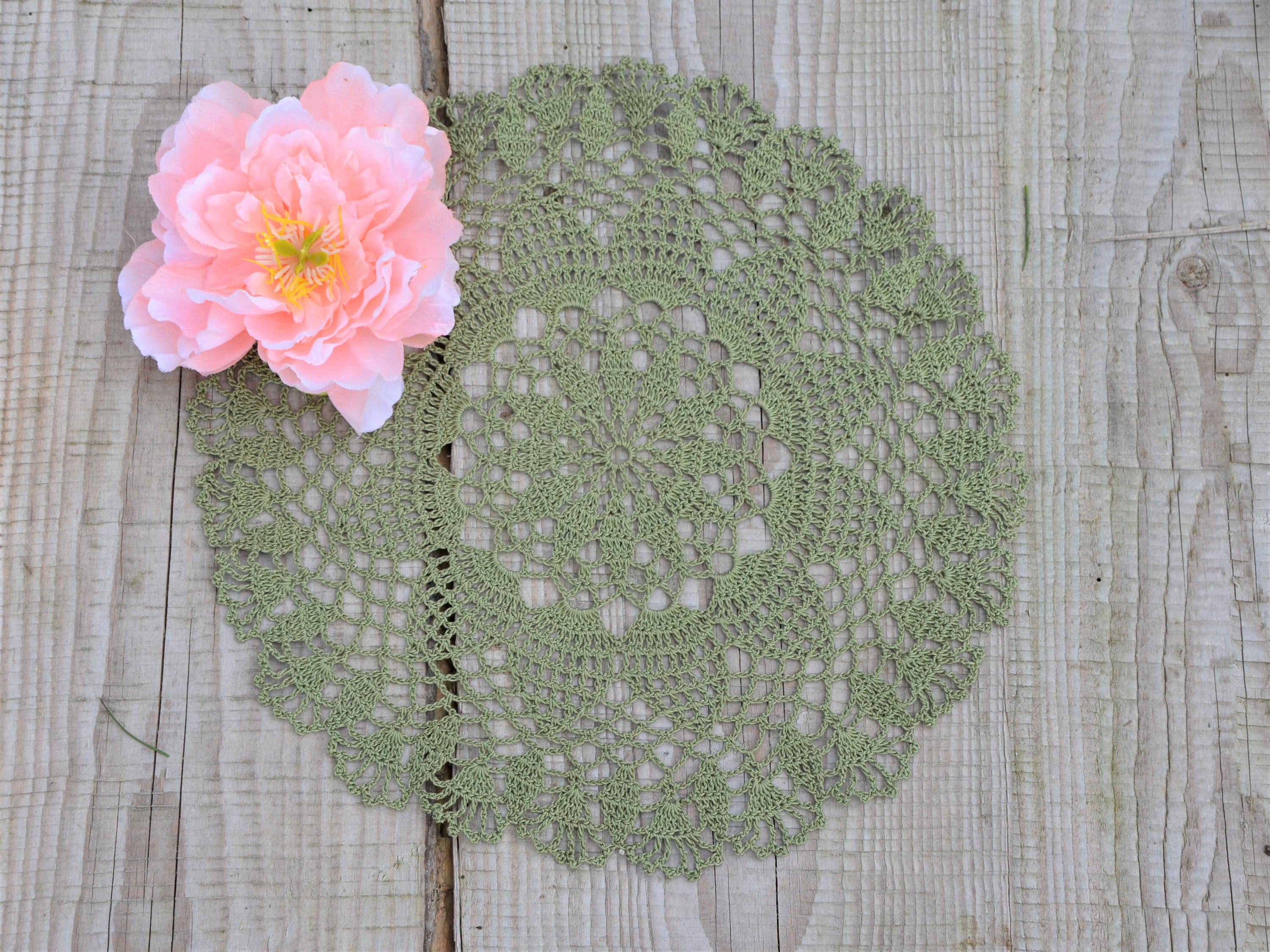 Olive Green/moss Green Cotton Doily Round Cloth Doilies Etsy