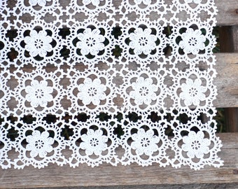 Crochet white table runner. Rectangle white doily. Crochet large doily. Handmade lace table centerpiece. Rustic gift for mom, friends