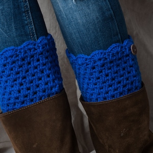Royal blue boot cuffS with buttons/ handmade crochet leg warmers/boot toppers/tall boot socks women teen girls gift idea