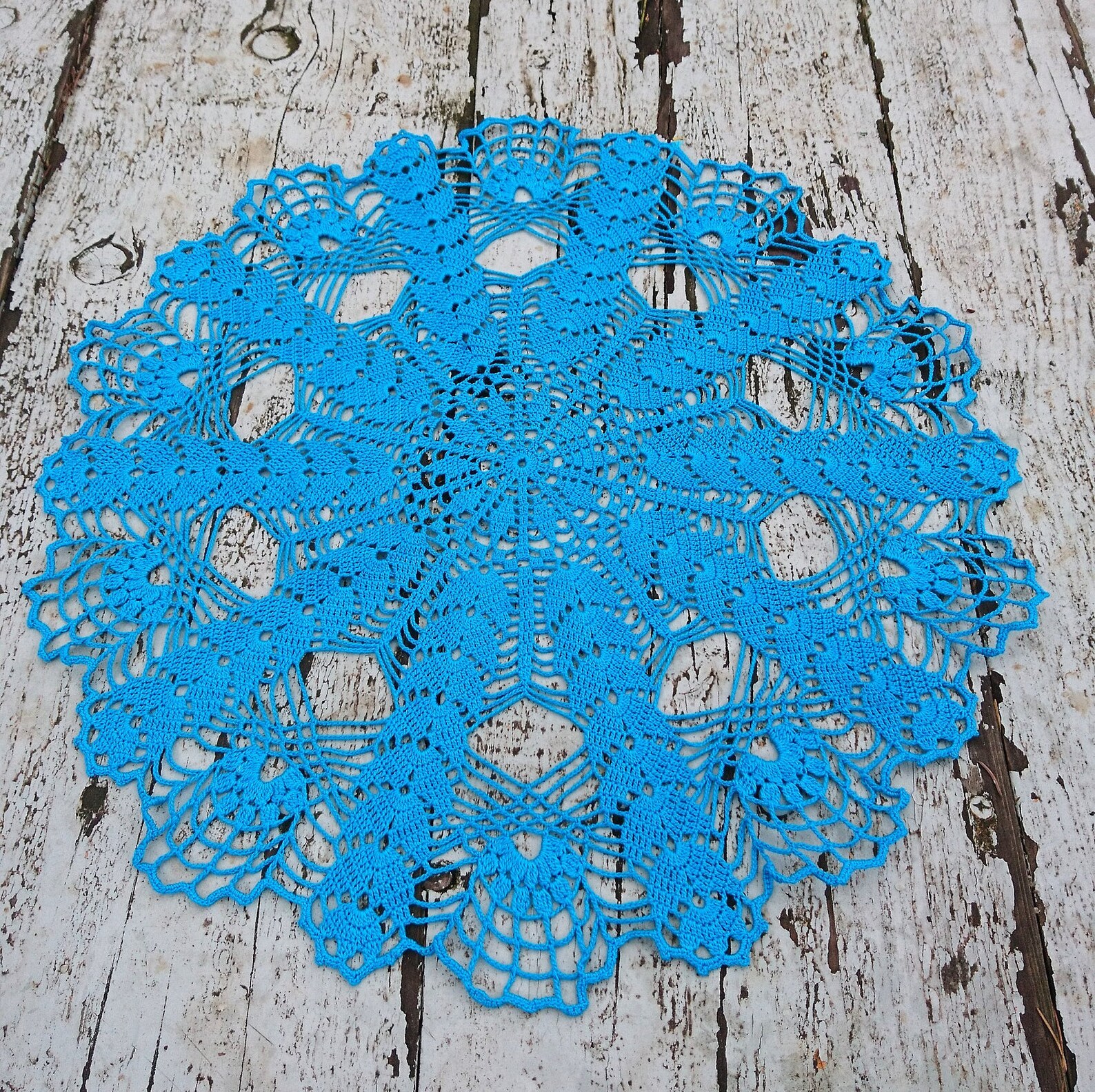 Crochet Turquoise Doilies Large Cotton Doily Crochet Etsy