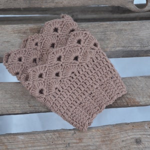 Poignets de bottes brunes pour les femmes ou les filles brun jambières brunes crochet toppers boot boot liners hautes bottes chaussettes femmes filles accessoires