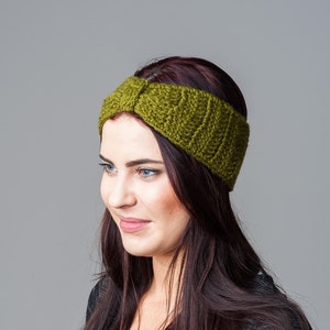 Crochet Headband moss green Winter Spring Headband Ear Warmer Chunky Wool Headband knitted headscarf women accessories