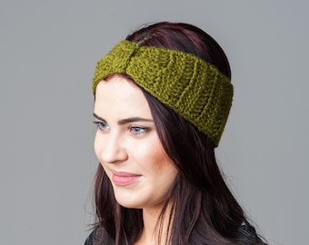 Bandeau au crochet vert mousse hiver printemps bandeau cache-oreilles bandeau en laine épaisse foulard tricoté femmes accessoires