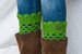 Green boot cuffs with buttons/ green boot toppers/ crochet leg warmers/ tall boot socks women teen girls ready to ship gift idea 