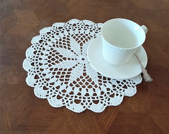 Crocheted doily: white cotton doilies, crochet table decor, round doilies 10" centerpiece, Christmas decor, Wedding decor, Christmas gift