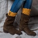 Mustard yellow boot cuffs with buttons/ boot toppers crochet/ leg warmers/ tall boot socks women teen girls accessories gift idea 