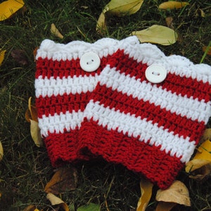 Christmas boot cuffs for women, girl. Candy cane boot toppers. Red white striped boot cuff. Handmade leg warmers. Christmas gift boots cuffs