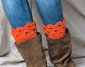 Orange boot cuffs/Halloween boot cuffs/handmade boot cuffs/women girl boot cuff/crochet leg warmers/boot toppers/boot socks/boot accessories
