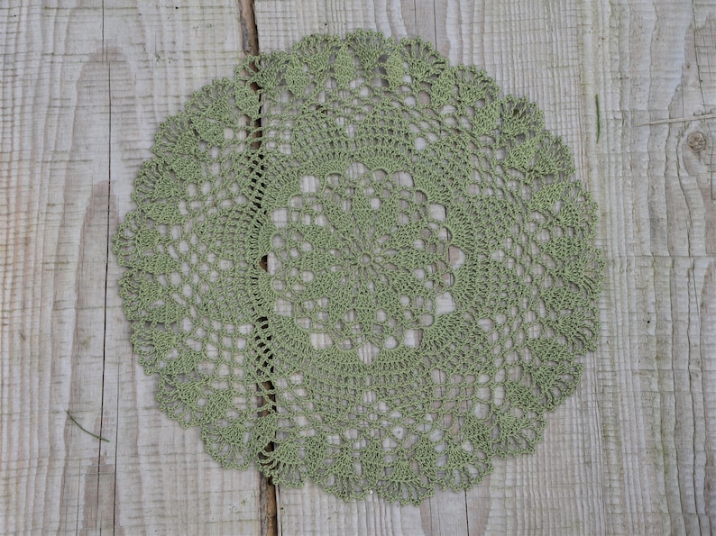 Olive Green/moss Green Cotton Doily Round Cloth Doilies Etsy