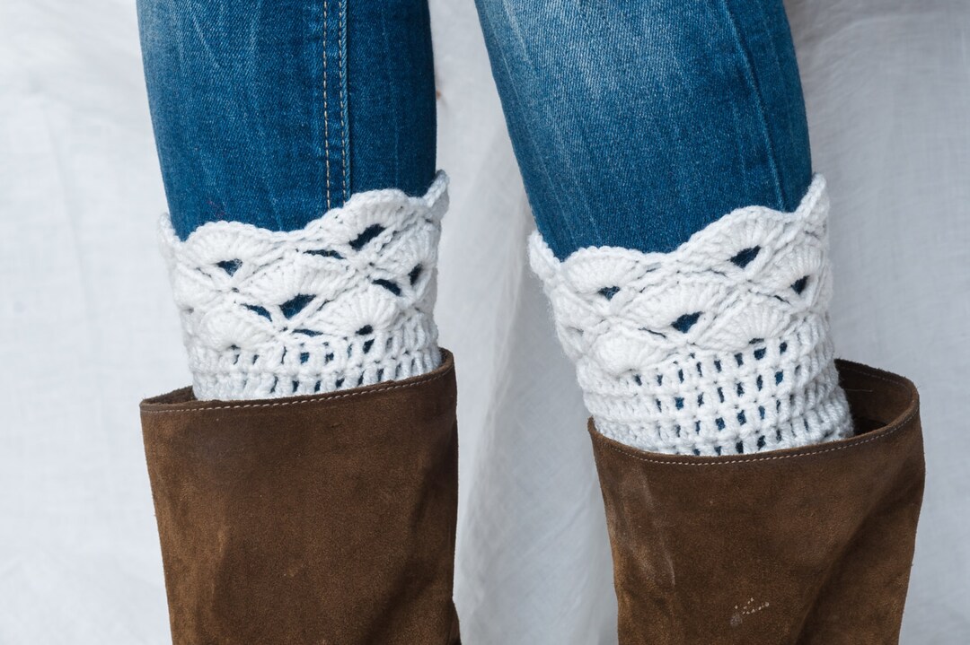 White Boot Cuffs, Womens Cuffs, Girls Cuffs, Boot Toppers, Crochet Boot ...