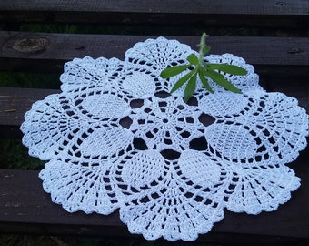 Doily Coaster White crochet coasters 9.5" small doilies lace Snowflakes table placemates tableclothes handmade Mother's day gift idea