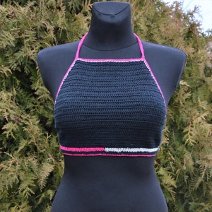 Black boho bikini top, summer bikini, crochet halter top, Beachwear Top, lace top, festival top, beach party bikini, crochet bikini top