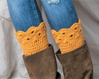 MUSTARD boot cuffs, boot toppers, leg warmers, handmade boot cuffs, crochet boot toppers, women boot cuffs, girls boot cuffs, winter boots