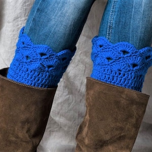 Poignets de botte bleus/poignets de botte/poignet de botte d&#39;hiver/poignets de botte pour femme fille/surmatelas/chaussettes de botte/jambières/poignets de botte au crochet/accessoires de botte