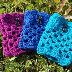 Boot cuffs purple royal blue Turquoise/ handmade cuffs with button/ boot toppers/ crochet leg warmers/boot liners women teen girls gift