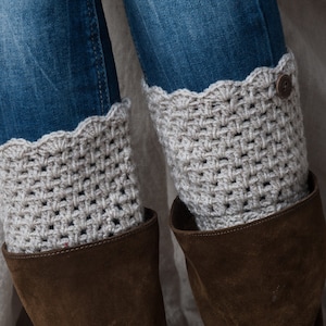 Oatmeal boot cuffs with button/ handmade boot cuffs/ crochet leg warmers/ boot toppers/tall boot socks women teen girls gift idea
