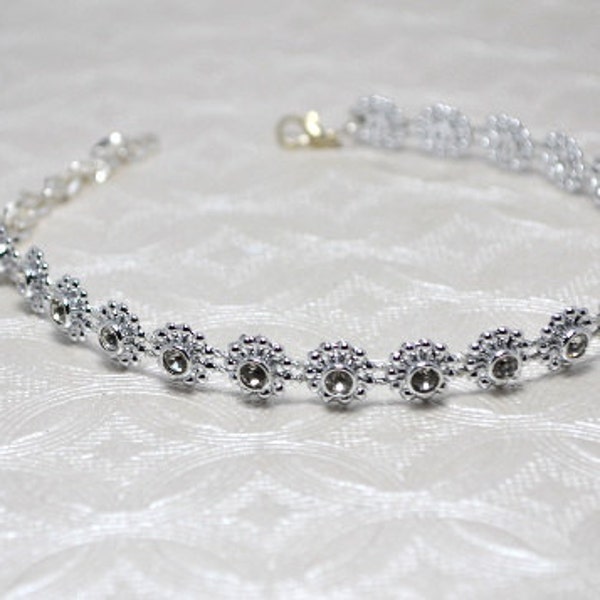 Anklet Rhinestone Silver Women Handmade Summer Spring Warm Weather Women's Accessory Bridal Body Wedding Jewelry Bling Sparkle Party Fashion