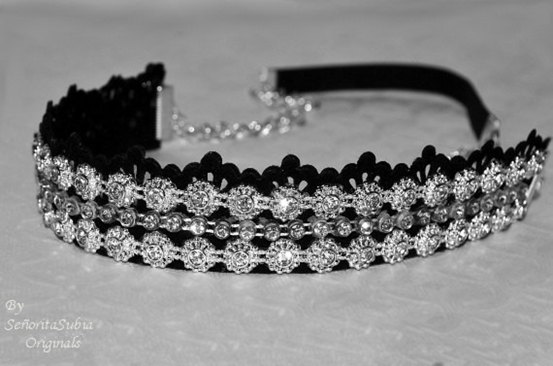 Rhinestone Black Headband Formal Evening Wear Bling Sparkle Etsy