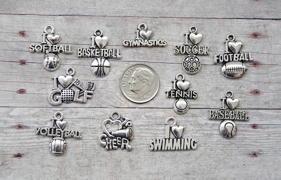SILVER "I LOVE VOLLEYBALL" CHARM WITH SPLIT RING SILVER "I LOVE VOLLEYBALL" CHARM WITH SPLIT RING