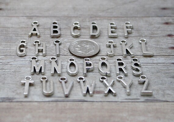 1 Full Alphabet 26 Letters A Through Z Silver Tone Charms SC6876